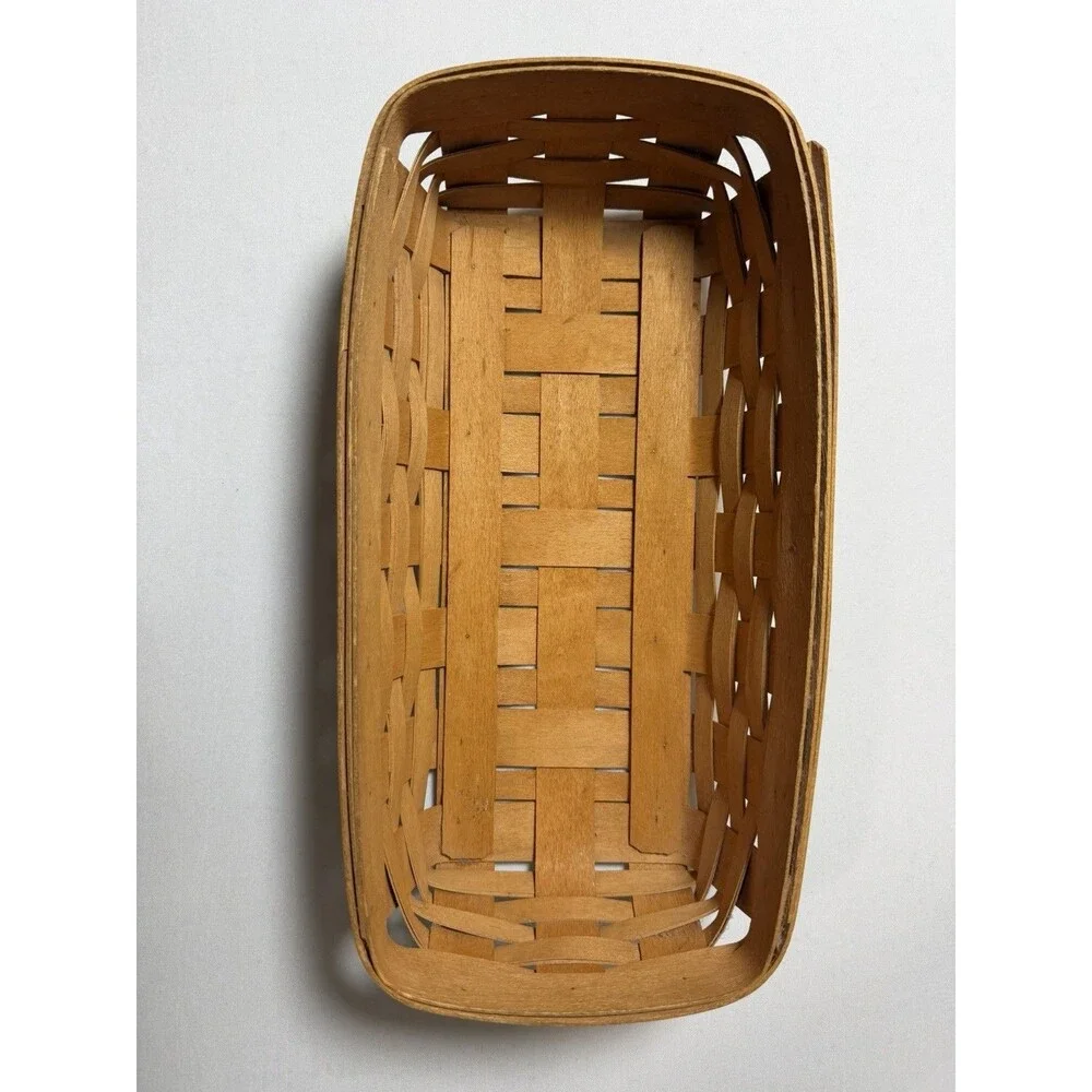 Longaberger Brown Wooden Basket 1995 Bread Basket 15x7x4 with Plastic Protector